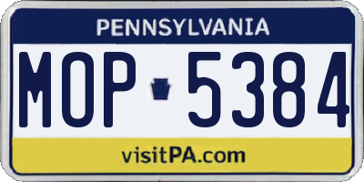 PA license plate MOP5384