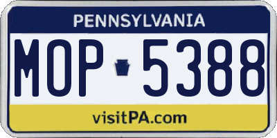 PA license plate MOP5388