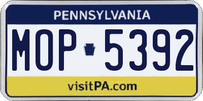PA license plate MOP5392