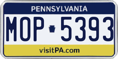 PA license plate MOP5393