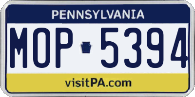 PA license plate MOP5394
