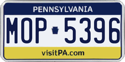 PA license plate MOP5396