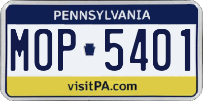 PA license plate MOP5401