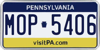 PA license plate MOP5406