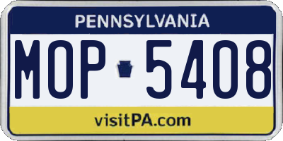 PA license plate MOP5408