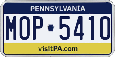 PA license plate MOP5410
