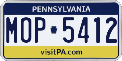 PA license plate MOP5412