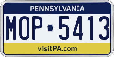 PA license plate MOP5413