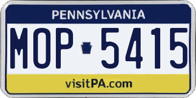 PA license plate MOP5415