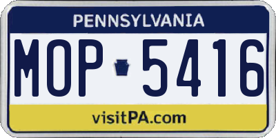 PA license plate MOP5416