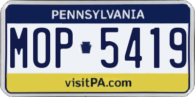 PA license plate MOP5419
