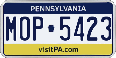 PA license plate MOP5423