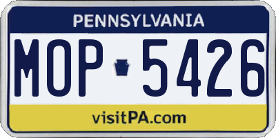 PA license plate MOP5426