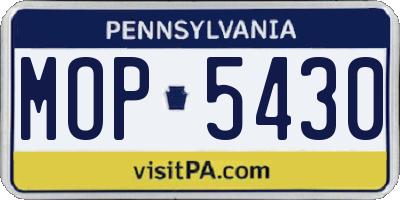 PA license plate MOP5430