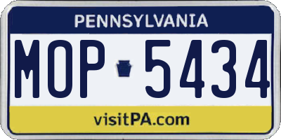 PA license plate MOP5434