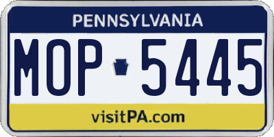 PA license plate MOP5445
