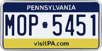 PA license plate MOP5451