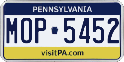 PA license plate MOP5452