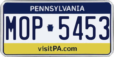 PA license plate MOP5453