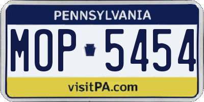 PA license plate MOP5454