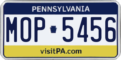 PA license plate MOP5456