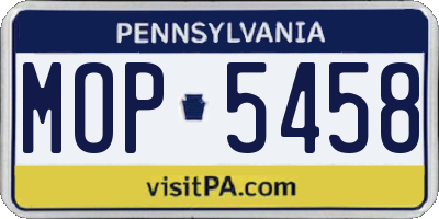 PA license plate MOP5458