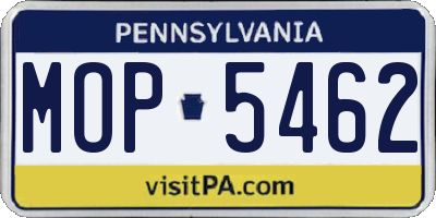 PA license plate MOP5462