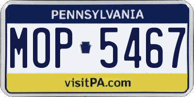 PA license plate MOP5467
