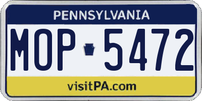 PA license plate MOP5472