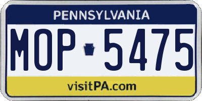 PA license plate MOP5475