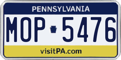 PA license plate MOP5476