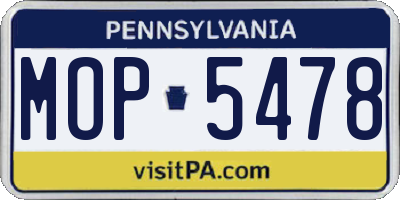 PA license plate MOP5478