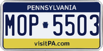 PA license plate MOP5503