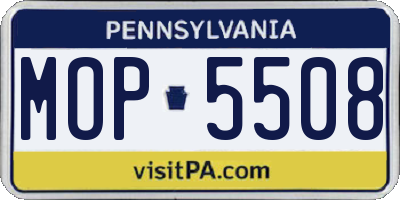 PA license plate MOP5508