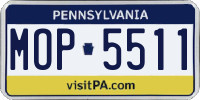 PA license plate MOP5511