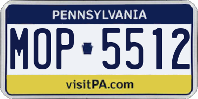 PA license plate MOP5512