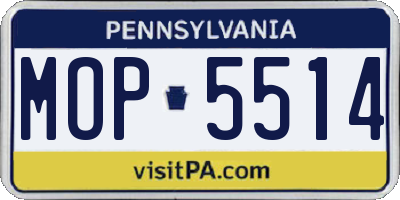 PA license plate MOP5514