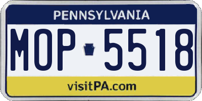 PA license plate MOP5518