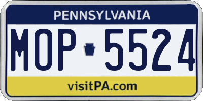 PA license plate MOP5524
