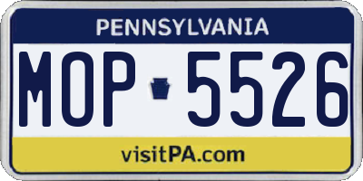 PA license plate MOP5526