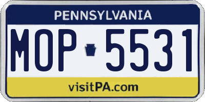 PA license plate MOP5531