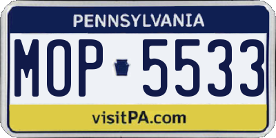PA license plate MOP5533