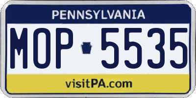PA license plate MOP5535