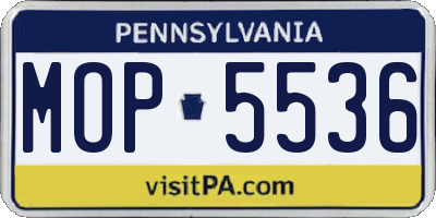 PA license plate MOP5536