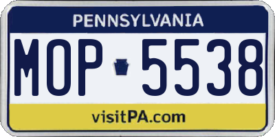 PA license plate MOP5538
