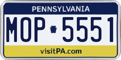 PA license plate MOP5551