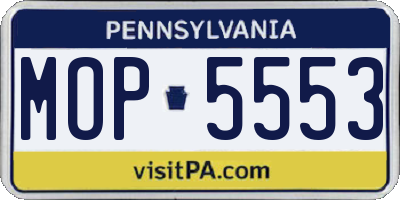 PA license plate MOP5553