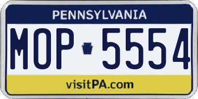 PA license plate MOP5554