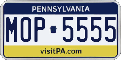 PA license plate MOP5555