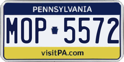 PA license plate MOP5572